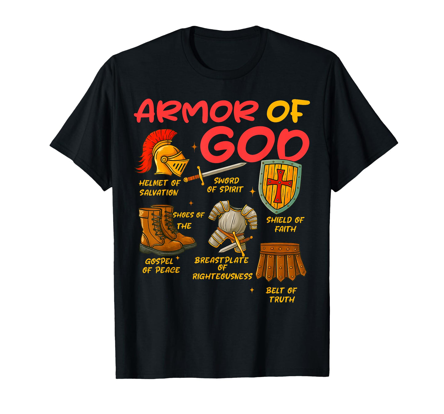 Armor of God Christian Battle Gear Bible Verse Ephesians T-Shirt