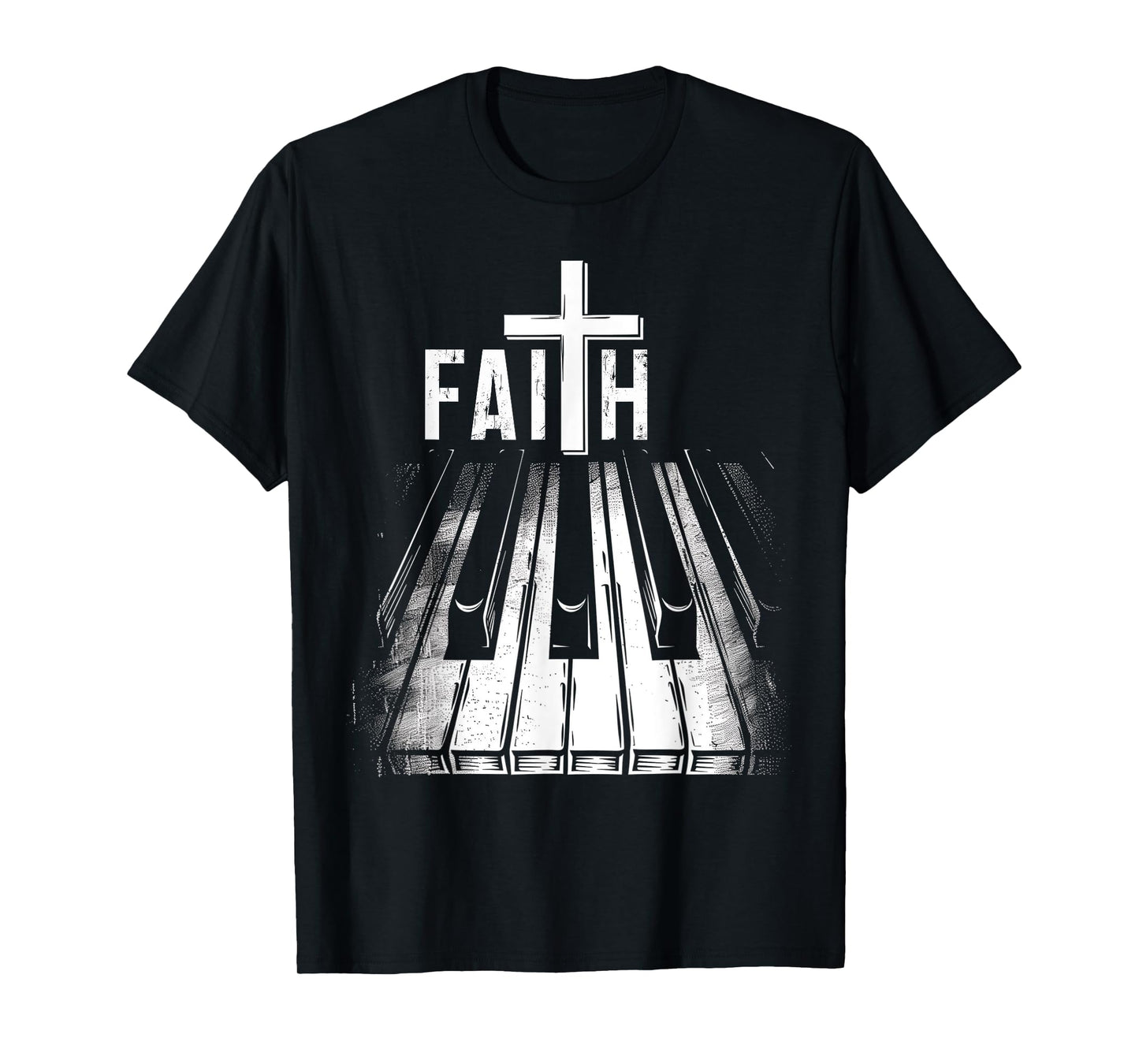 Piano Christian Faith Cross Classical Music Organ Pianist T-Shirt