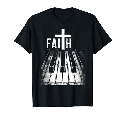 Piano Christian Faith Cross Classical Music Organ Pianist T-Shirt