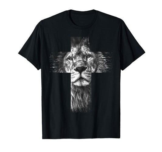 Christian Jesus Lion of Tribe Judah Cross Gift for Men Women T-Shirt