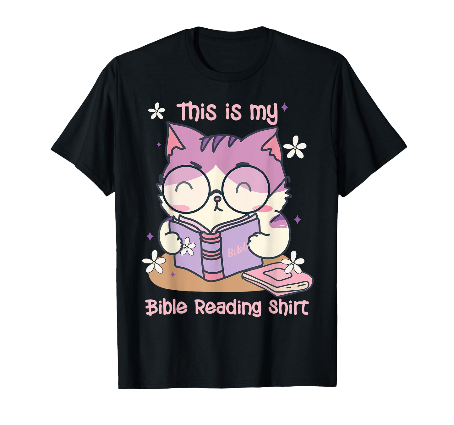 This Is For Bible Reading Cat Cute Christian T-Shirt