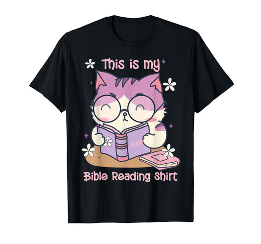This Is For Bible Reading Cat Cute Christian T-Shirt