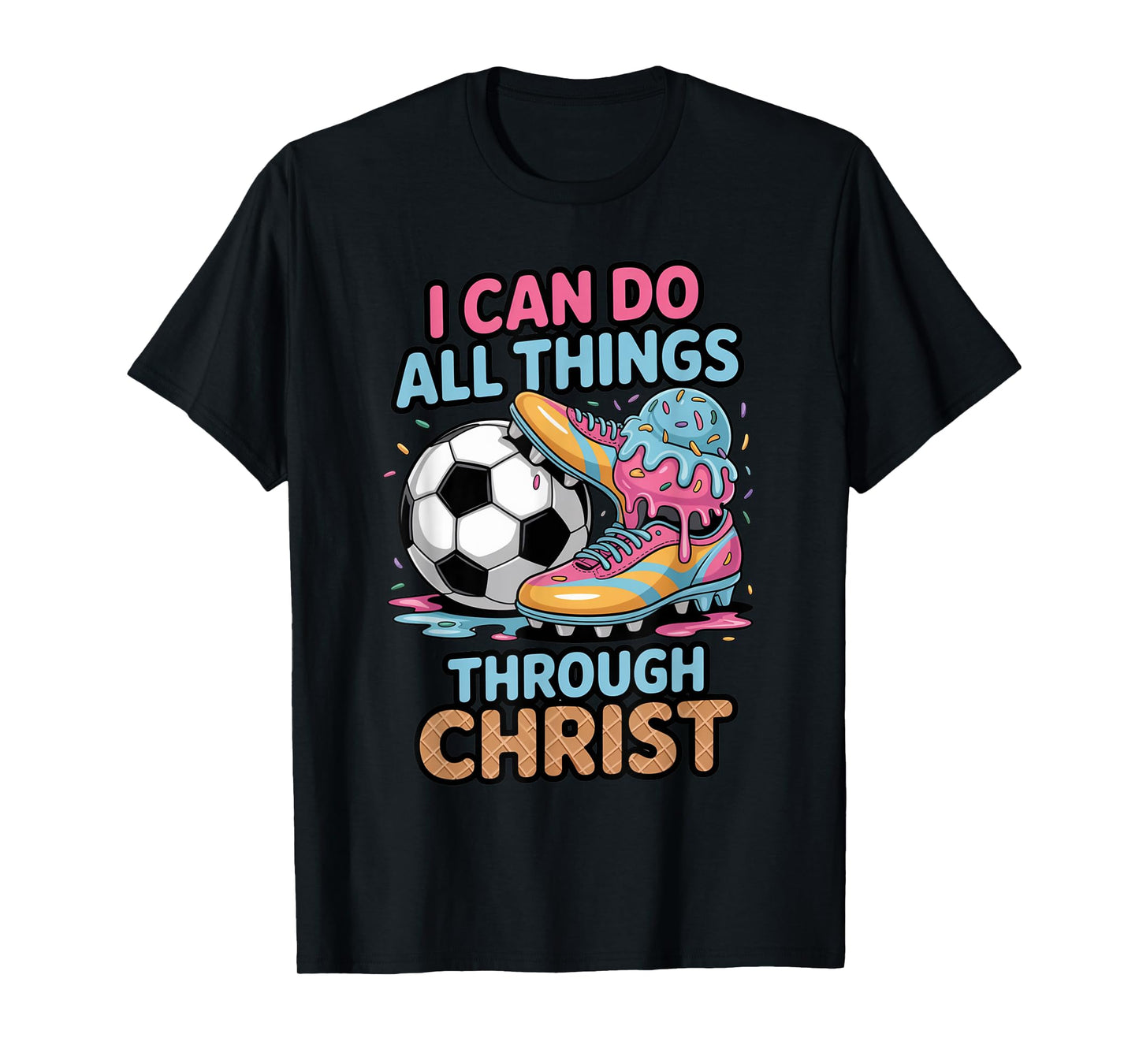 Soccer Shirts Boys Girls Kids Christian Philippians 4:13 T-Shirt