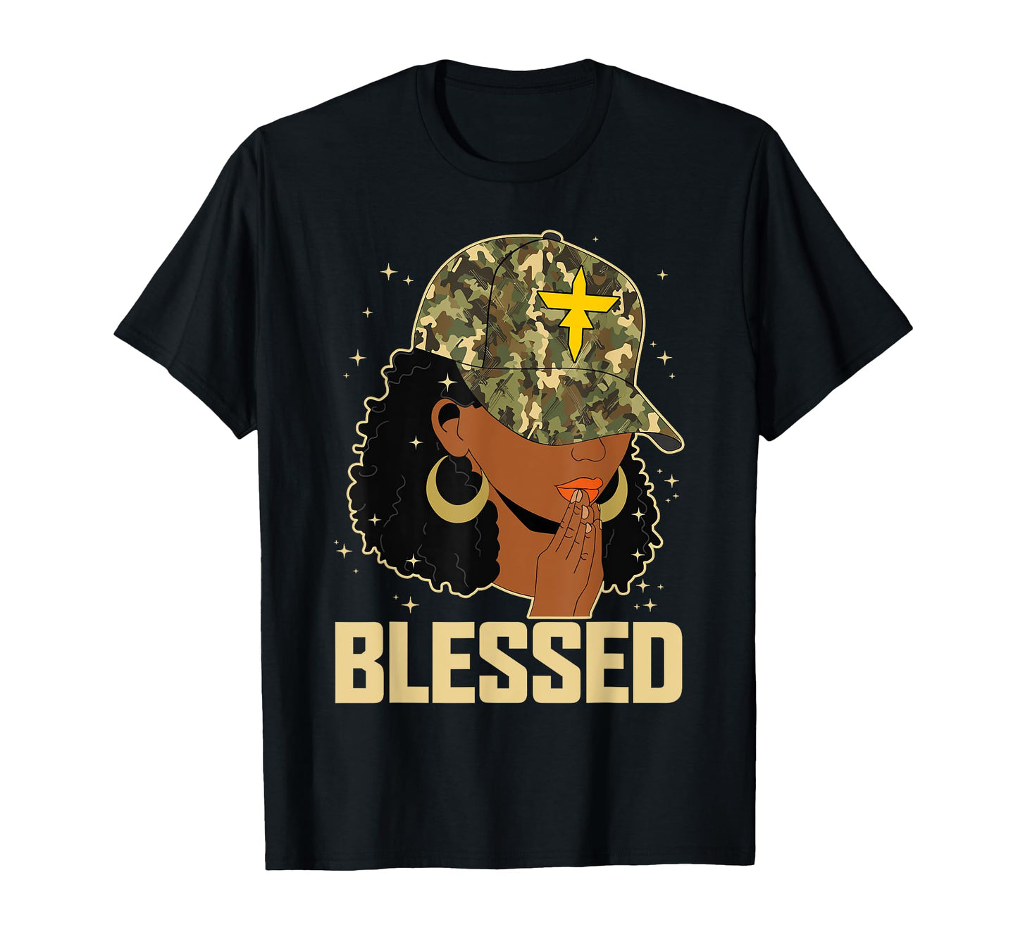 Blessed Black Woman Praying African Christian Camouflage T-Shirt