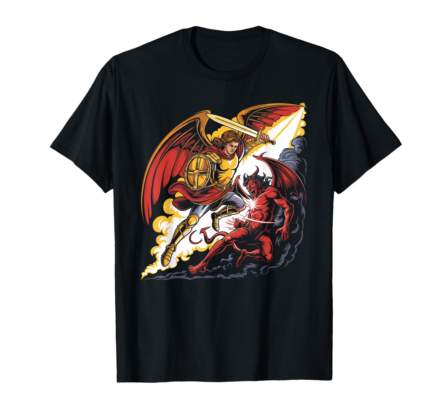 Archangel Warrior Defeating Evil Artwork T-Shirt