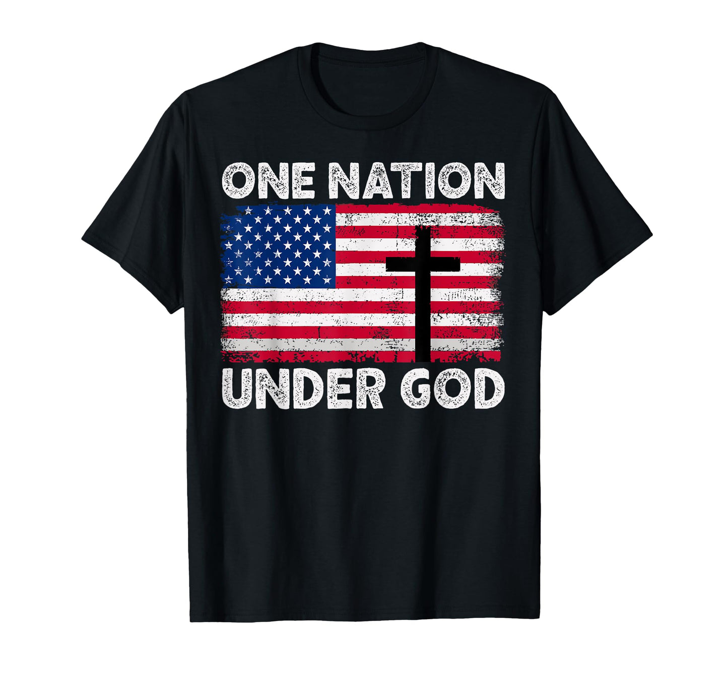 ONE NATION UNDER GOD Flag 4th Of July Patriotic Christian T-Shirt