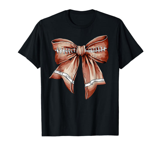 Coquette Bow Pumpkin American Football Thanksgiving Autumn T-Shirt