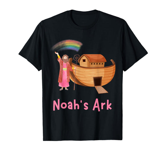 Kids Faith Bible Stories Pink Noah's Ark Girls Toddler Teen T-Shirt