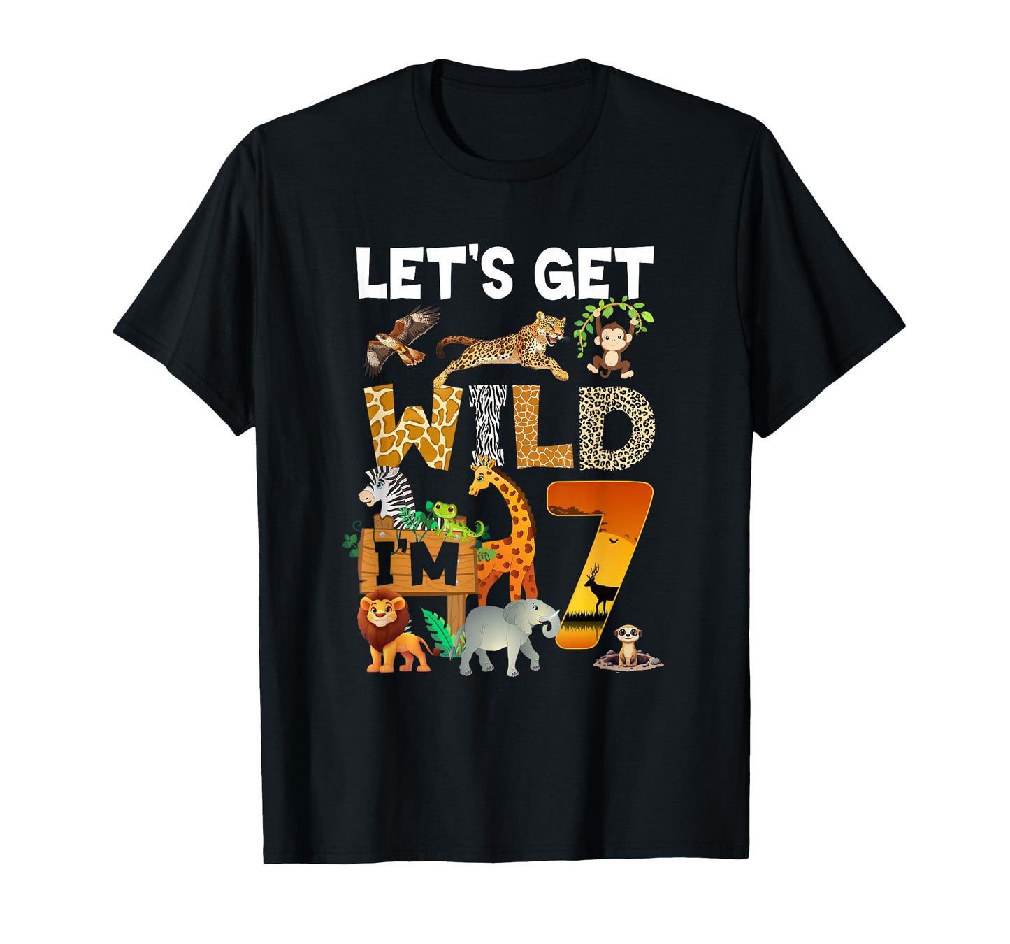 7 Year Old Zoo Birthday Safari Jungle Animal 7Th Bday T-Shirt