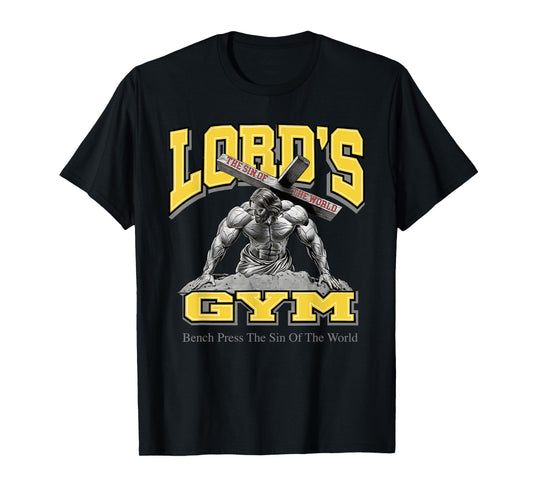 Lords Gym Jesus Vintage 90s Bench Press The Sin Of The World T-Shirt