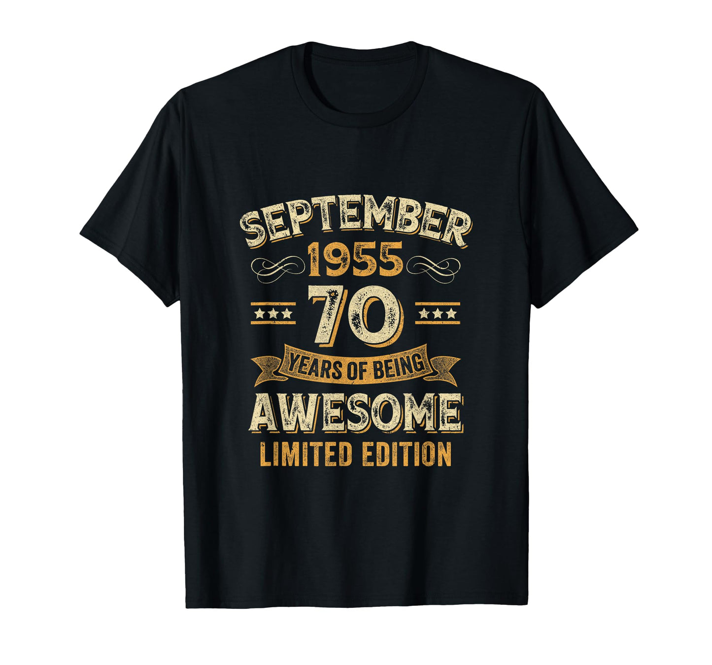 70 Years Awesome Vintage September 1955 70Th Birthday T-Shirt