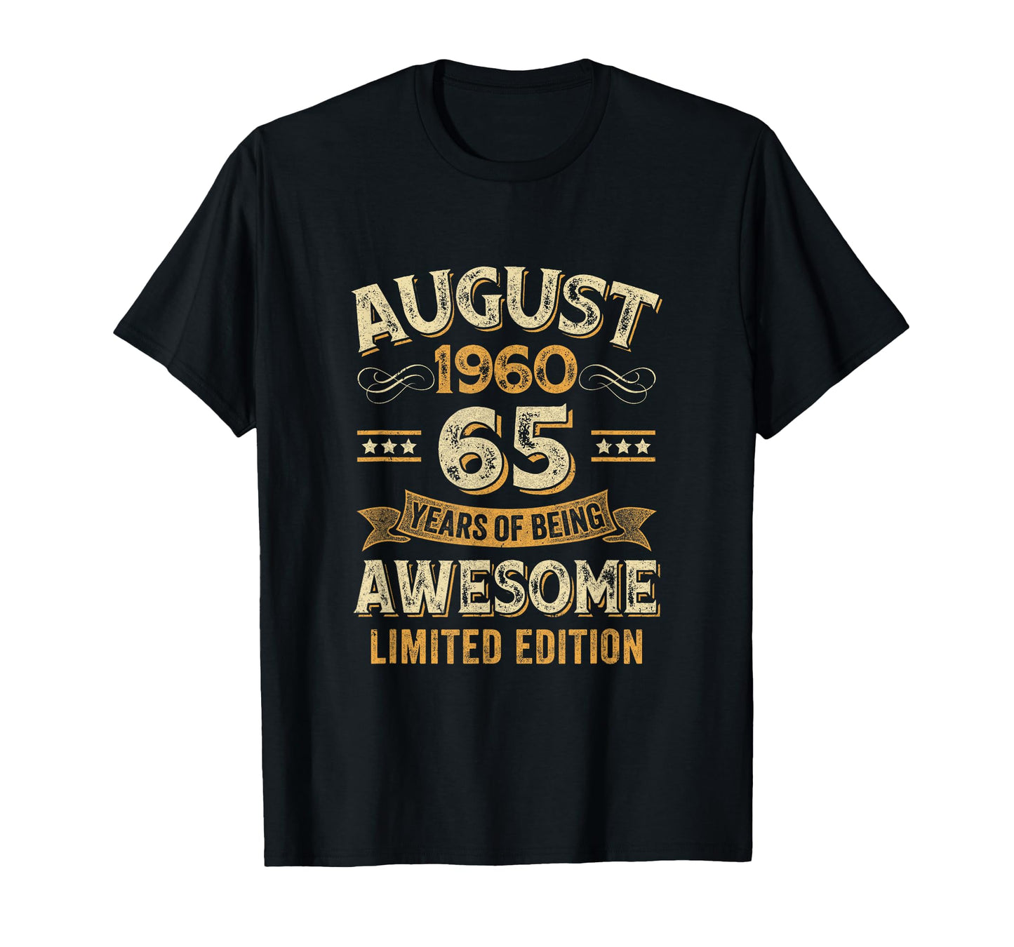 65 Years Awesome Vintage August 1960 65Th Birthday T-Shirt