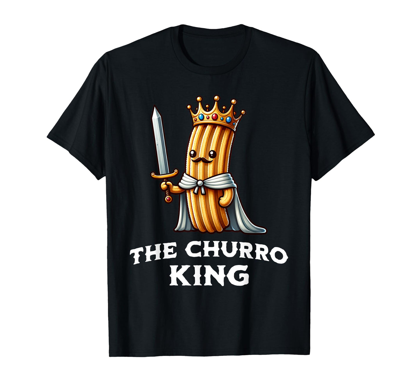 Churro King Funny Churro Mexican Food Illustration T-Shirt
