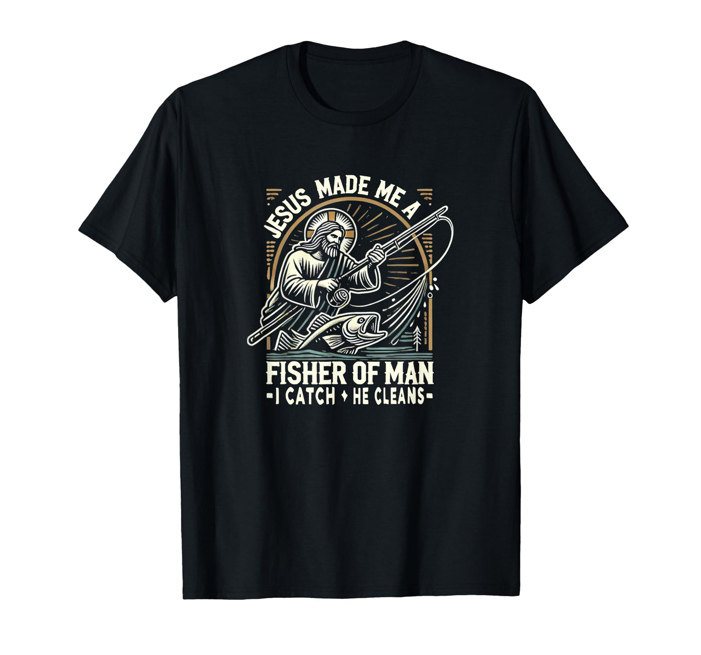 Vintage Jesus Funny Fishing Meme Christ Faith God Bible T-Shirt