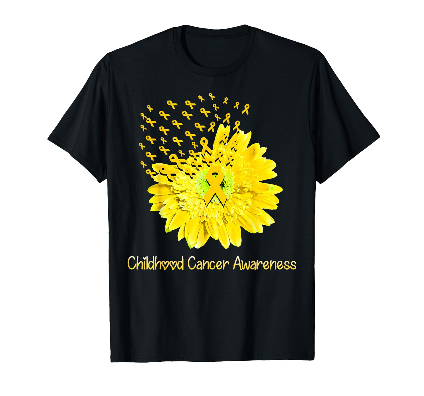 Faith Hope Love Gold Daisy Flower Childhood Cancer Awareness T-Shirt