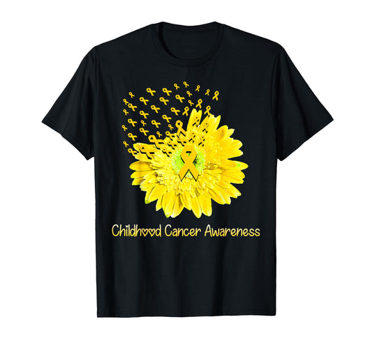 Faith Hope Love Gold Daisy Flower Childhood Cancer Awareness T-Shirt