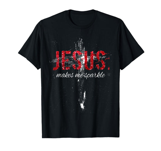 Jesus Makes Me Sparkle Vintage Retro Cross T-Shirt
