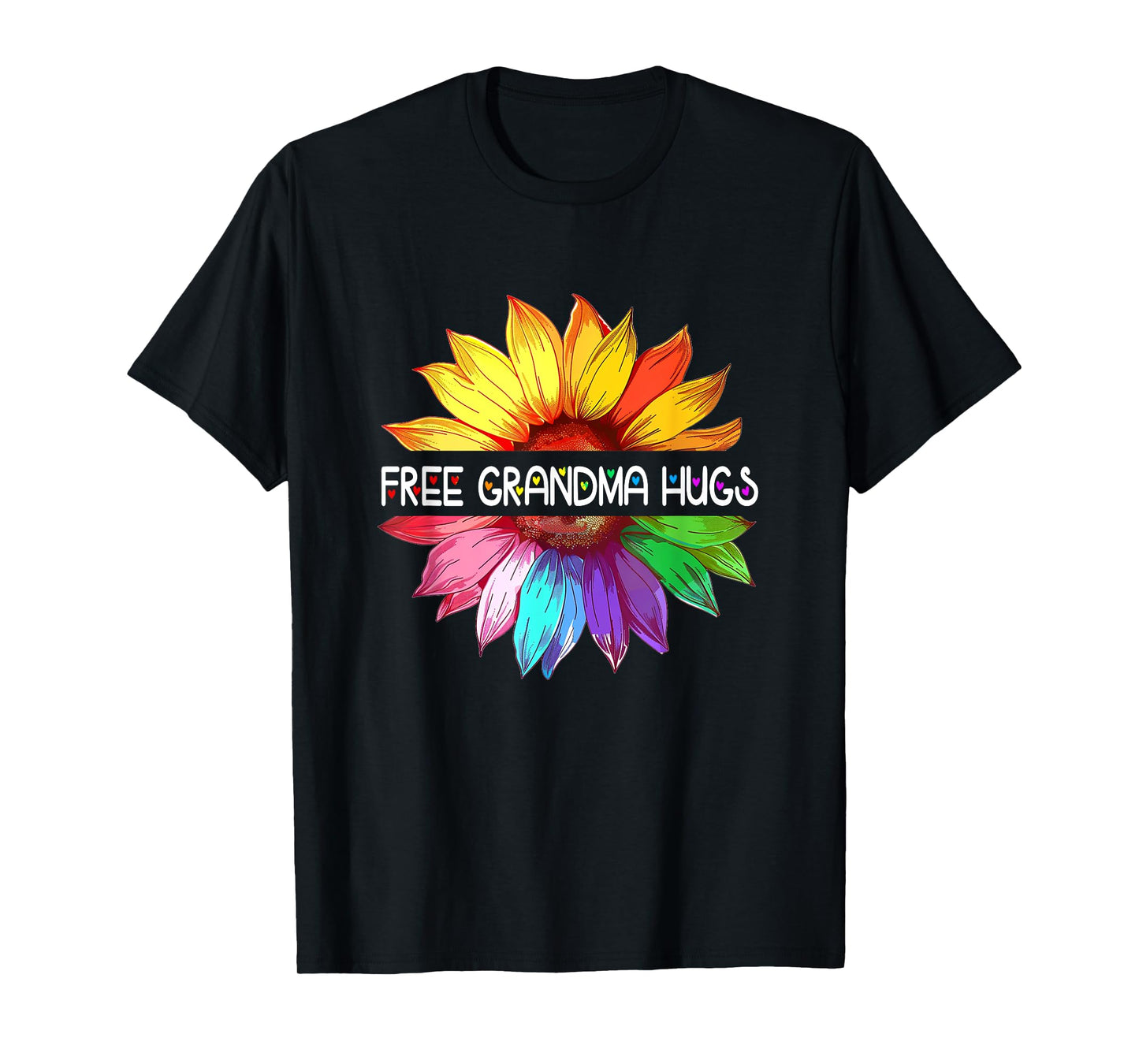 Free Grandma Hugs Lgbtq Lgbt Pride Daisy Rainbow Flower T-Shirt
