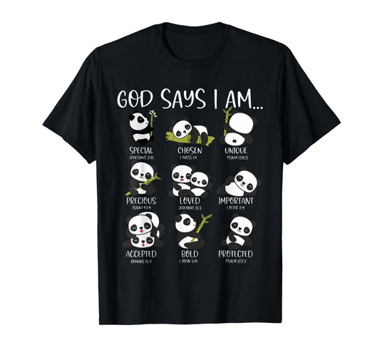 God Say I Am Cute Anime Panda Bible Quotes T-Shirt