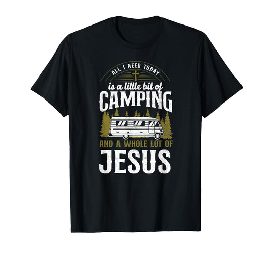 A Little Bit Of Camping And Jesus Motorhome Campervan T-Shirt