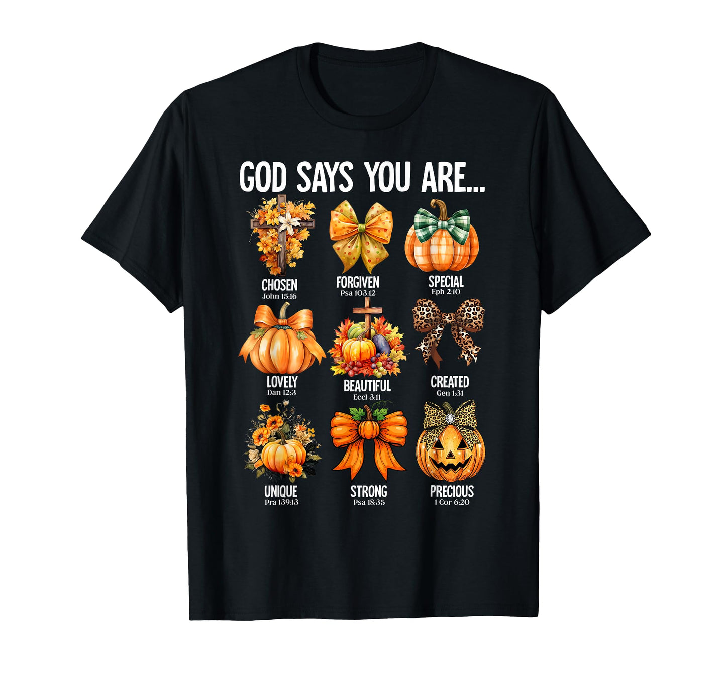 God Says Thanksgiving Coquette Bow Pumpkin Fall Vibes Autumn T-Shirt