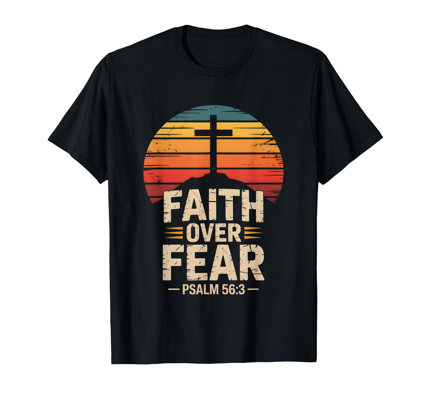Faith Over Fear Psalm 56:3 Retro Christian Bible Verse T-Shirt