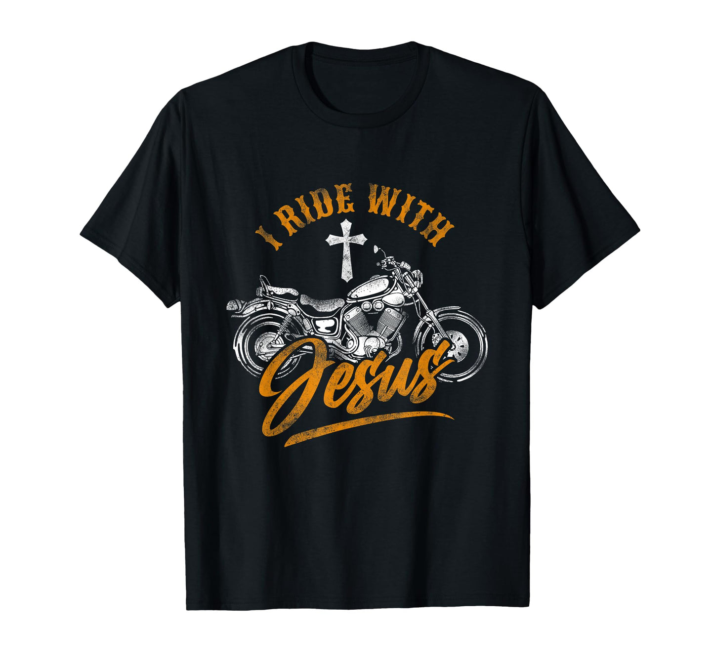 Christian Motorcycle Biker I Ride With Jesus Faith T-Shirt