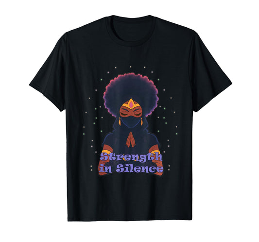 Strength in Silence | Afro Warrior Princess Praying Hands T-Shirt