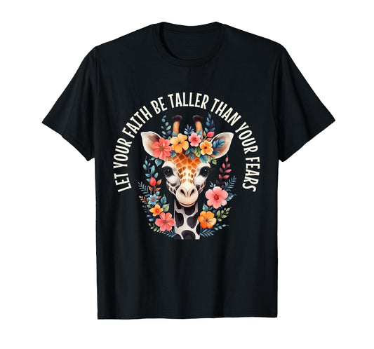 Giraffe Lover Christian Faith Bible Verse Quote Flowers T-Shirt