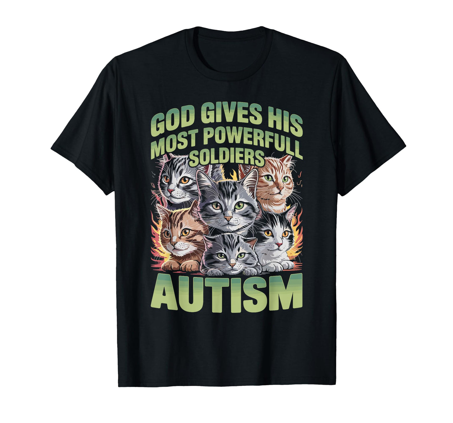God Gives His Most Powerful Soldiers Autism Cat T-Shirt for Men Women