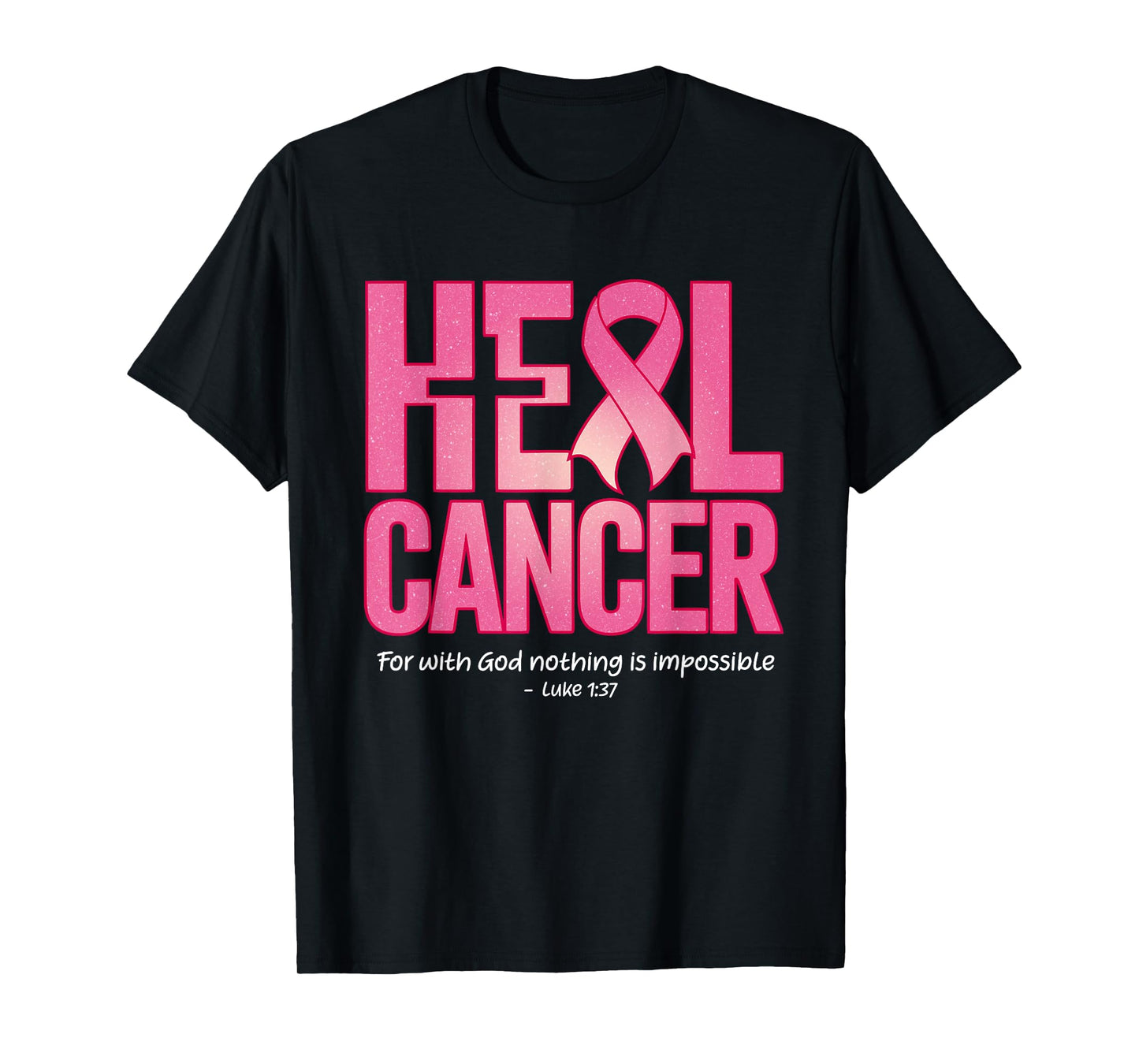 He Can Heal Cancer Pink Ribbon Breast Cancer Christian Women T-Shirt