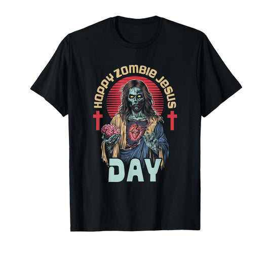 Happy Zombie Jesus Day Skeleton Horror Christ Halloween T-Shirt