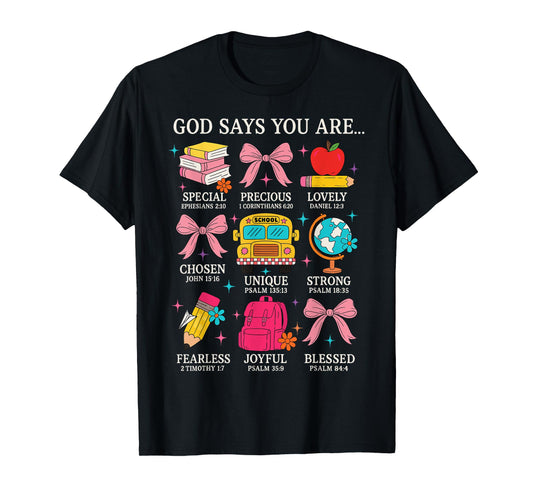 Kindergarten Teacher Christian God Says I Am Back To School T-Shirt