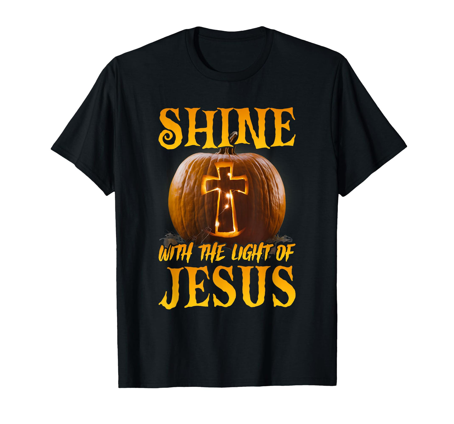 Shine With The Light Of Jesus Christian Halloween Pumpkin T-Shirt