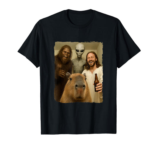 Capybara Selfie Bigfoot Jesus Alien Funny Be Capy T-Shirt