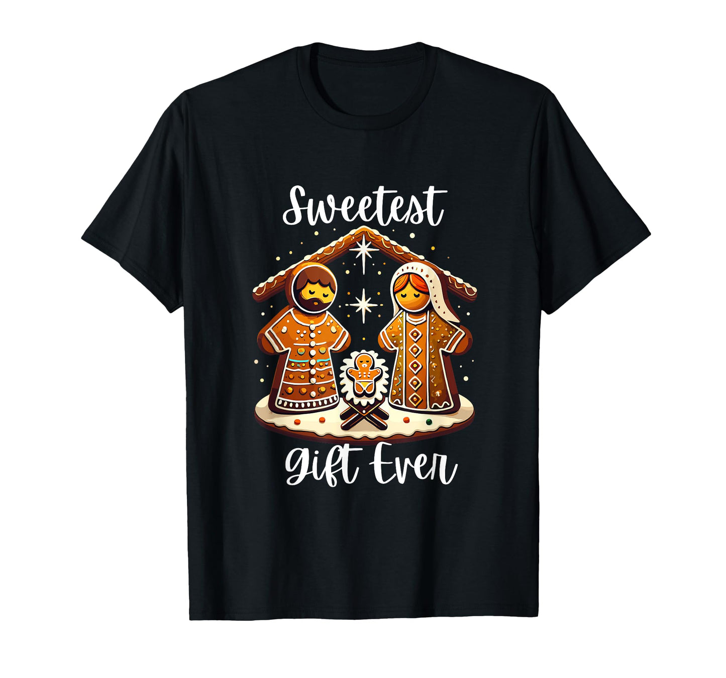 Gingerbread Christmas Nativity Sweetest Ever Jesus Mary T-Shirt