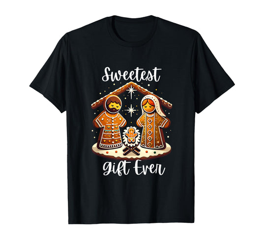 Gingerbread Christmas Nativity Sweetest Ever Jesus Mary T-Shirt