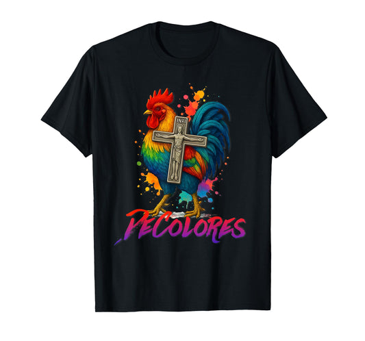 DeColores Cursillo Rainbow Rooster Catholic T-Shirt