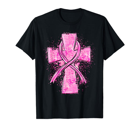 Faith Cross Pink Ribbon Breast Cancer Awareness Christian T-Shirt