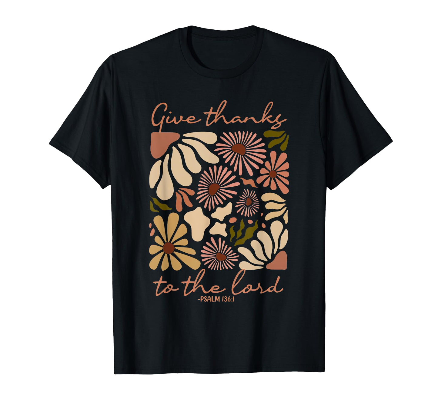 Give Thanks To The Lord Boho Floral Christian Thanksgiving T-Shirt