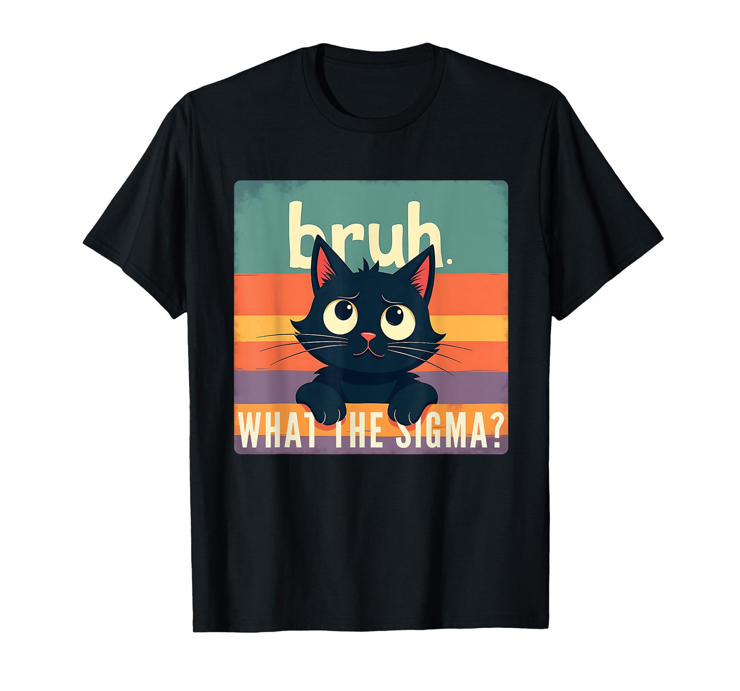 Bruh Cat What The Sigma Funny Meme Vintage Kids Youth T-Shirt