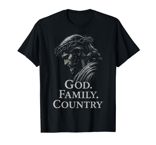 HUGvyn God Family Country Jesus Christian Faith Minimalist T-Shirt