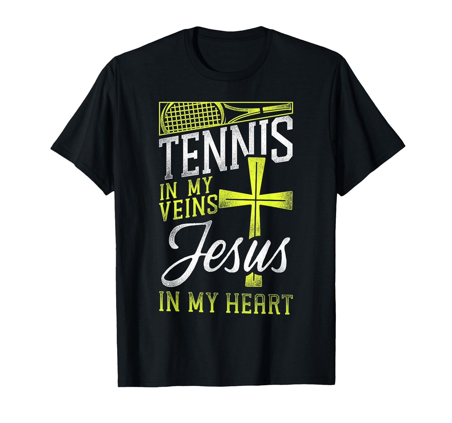 Funny Tennis Player Racket Jesus Faith Christian Tennis In T-Shirt