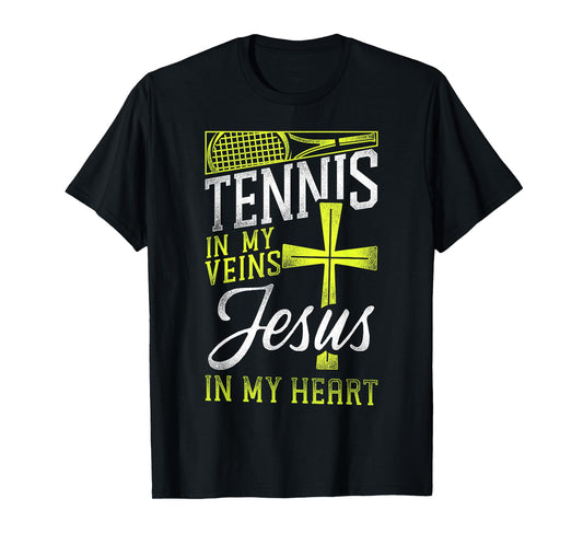 Funny Tennis Player Racket Jesus Faith Christian Tennis In T-Shirt