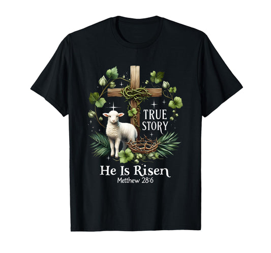 Coquette True Story He Is Risen Easter Vintage Christian T-Shirt