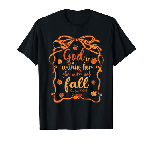 God is Within Her She Will Not Fall Preppy Bible Verse T-Shirt