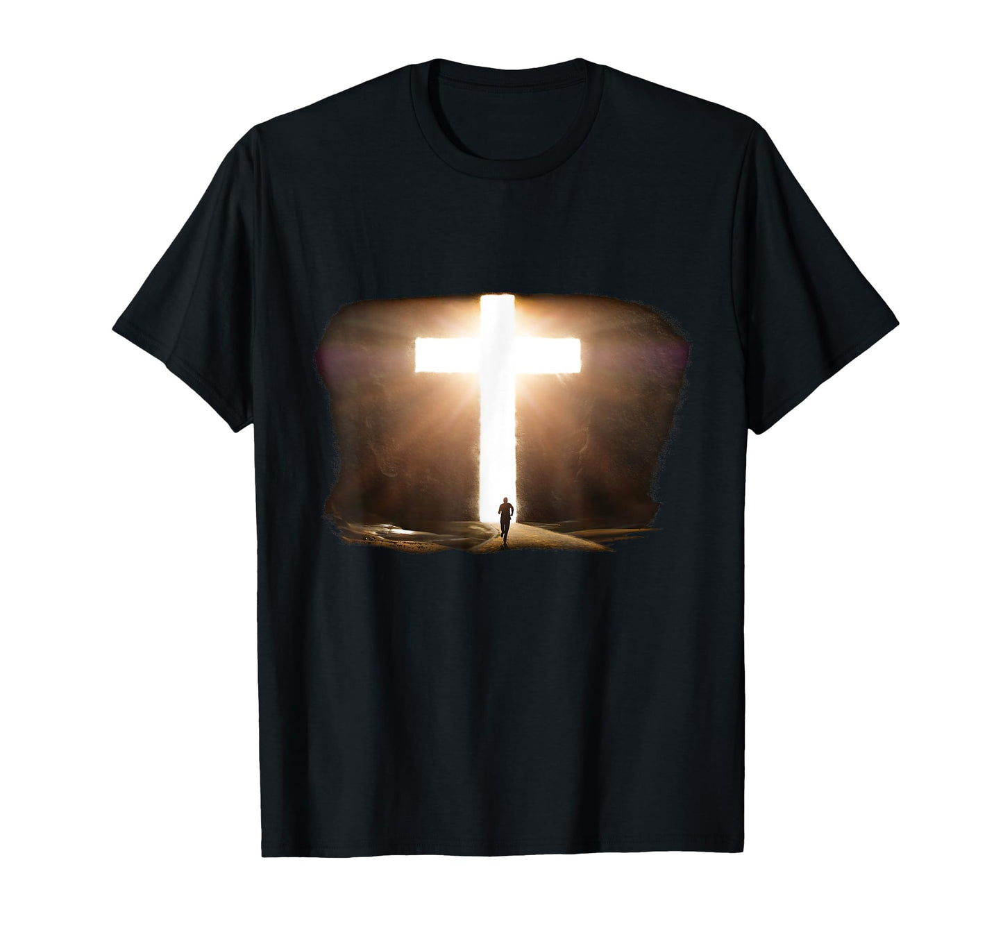Jesus Christ Faith Cross in the Rock Christian Running Men T-Shirt