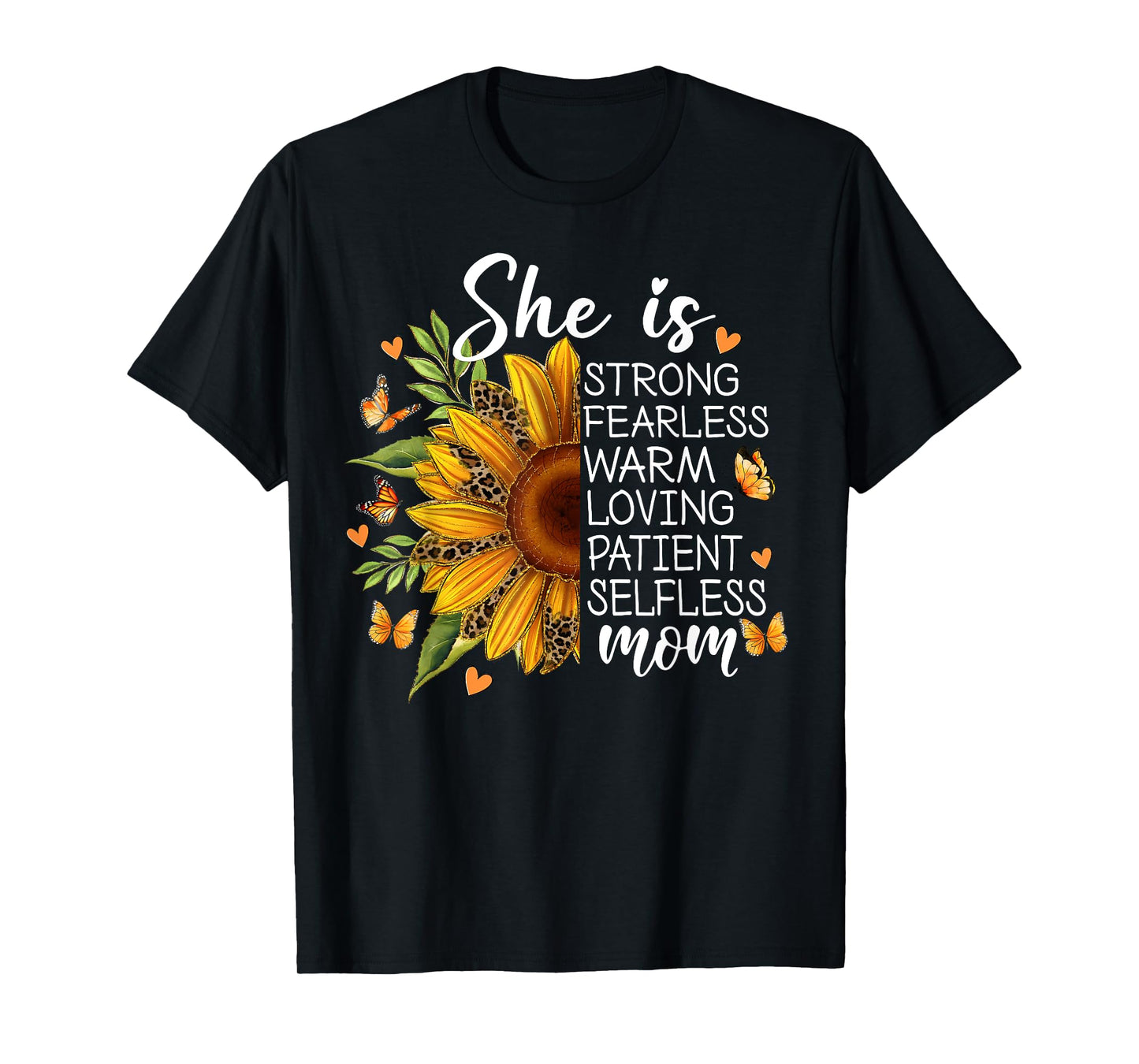 She Is Mom Sunflower Leopard Christian Mom Mother's Day T-Shirt