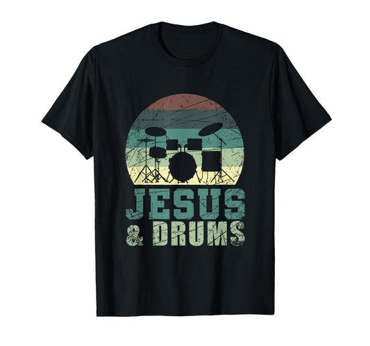 Drummer Christian Religious Drums Player Gift Jesus T-Shirt