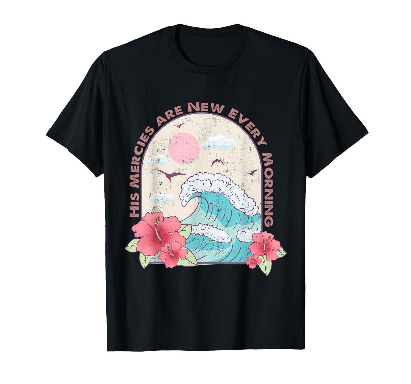 Christian Summer Religious Bible Ocean Wave His Mercy Beach T-Shirt